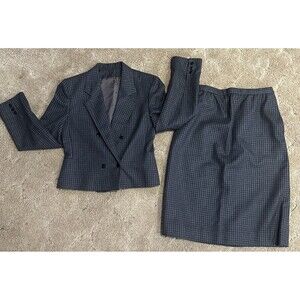 Winlet by Lanique Women’s Wool Blazer 10 & Skirt 8 Set Black Vintage Academia